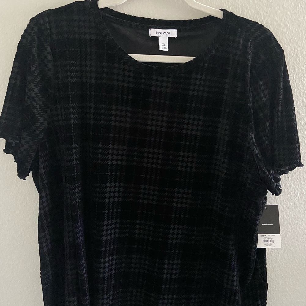 NWT Nine West Black Velvet Shirt